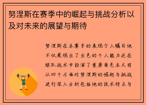 努涅斯在赛季中的崛起与挑战分析以及对未来的展望与期待